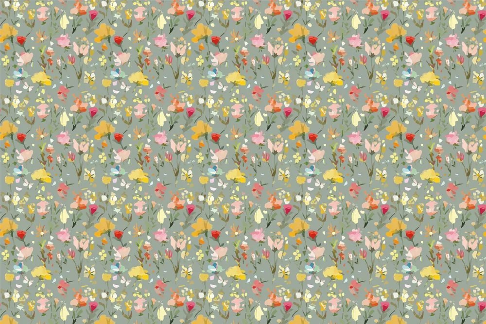 Tapet flori pictate abstract