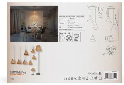 Lustră pe cablu Ledvance DECOR RAFFIA 3xE27/15W/230V rafie