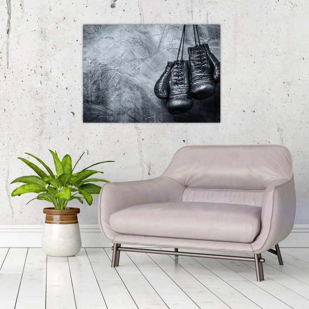 Tablou pe sticlă - Mănuși de box (70x50 cm)