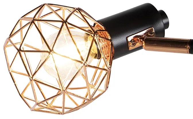 Lampă de podea neagră cu cupru cu 3 lumini - Mesh