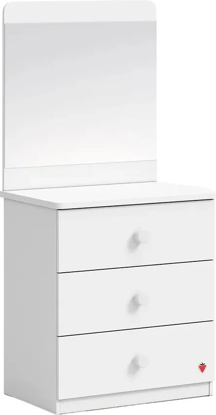 Comoda Line cu oglinda si 3 sertare pentru camera copii, colectia Varia White