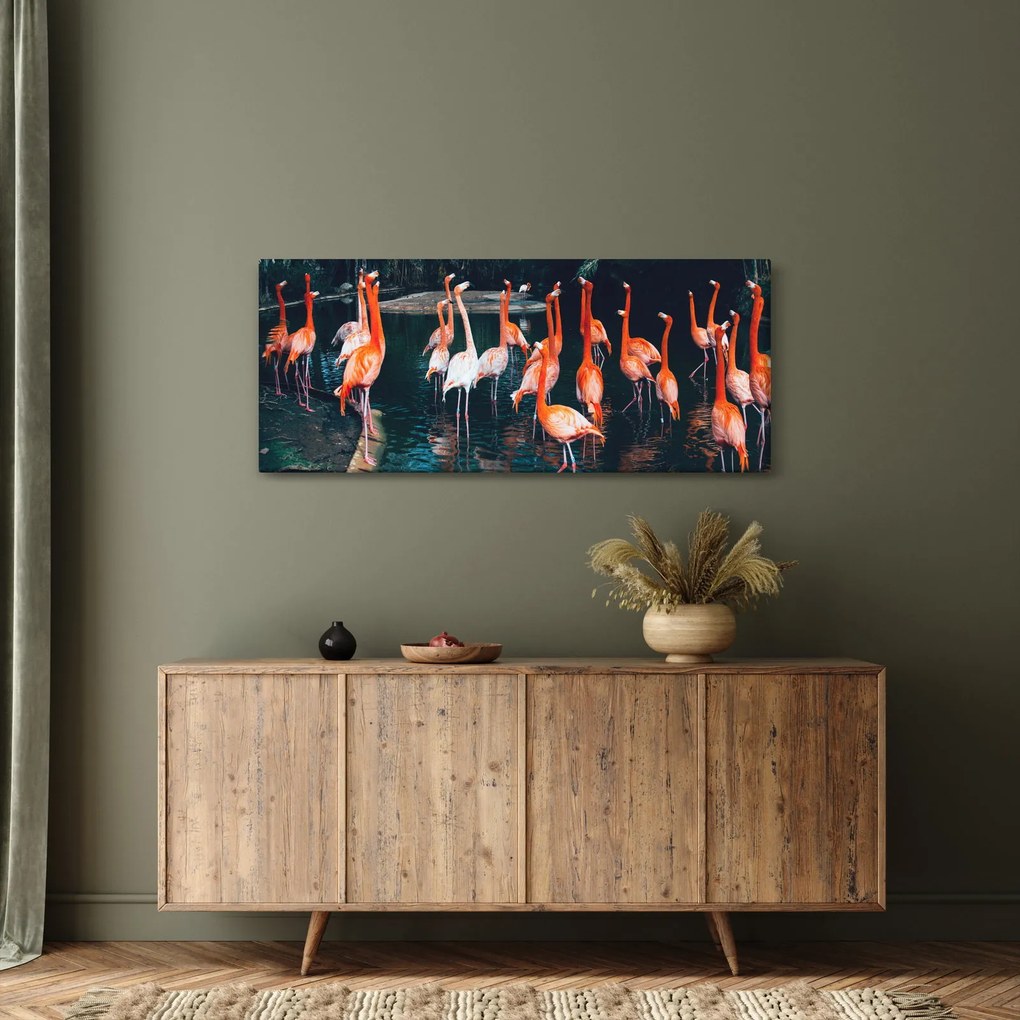 Tablou - turmă de flamingo (120x50 cm)