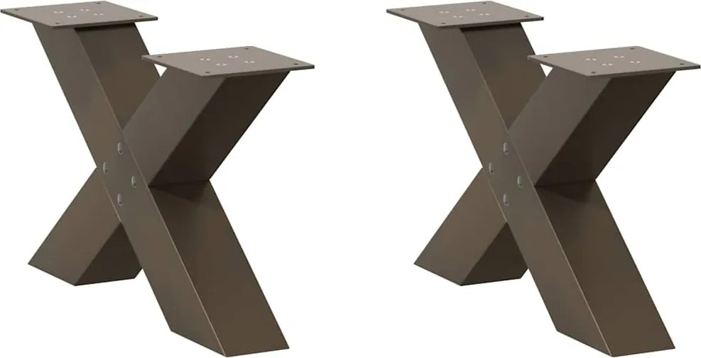 vidaXL Picioare pentru măsuță de cafea în formă de X, 2 buc., oțel natural, 50x(30-31) cm