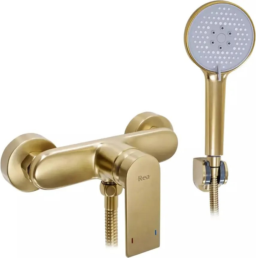 Baterie dus Rea Verso monocomanda auriu periat cu set de dus