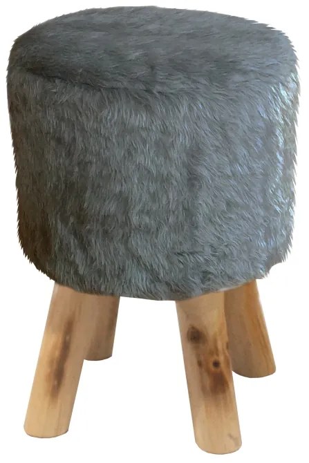Taburet din blana ALPIA gri 28/42/28 cm