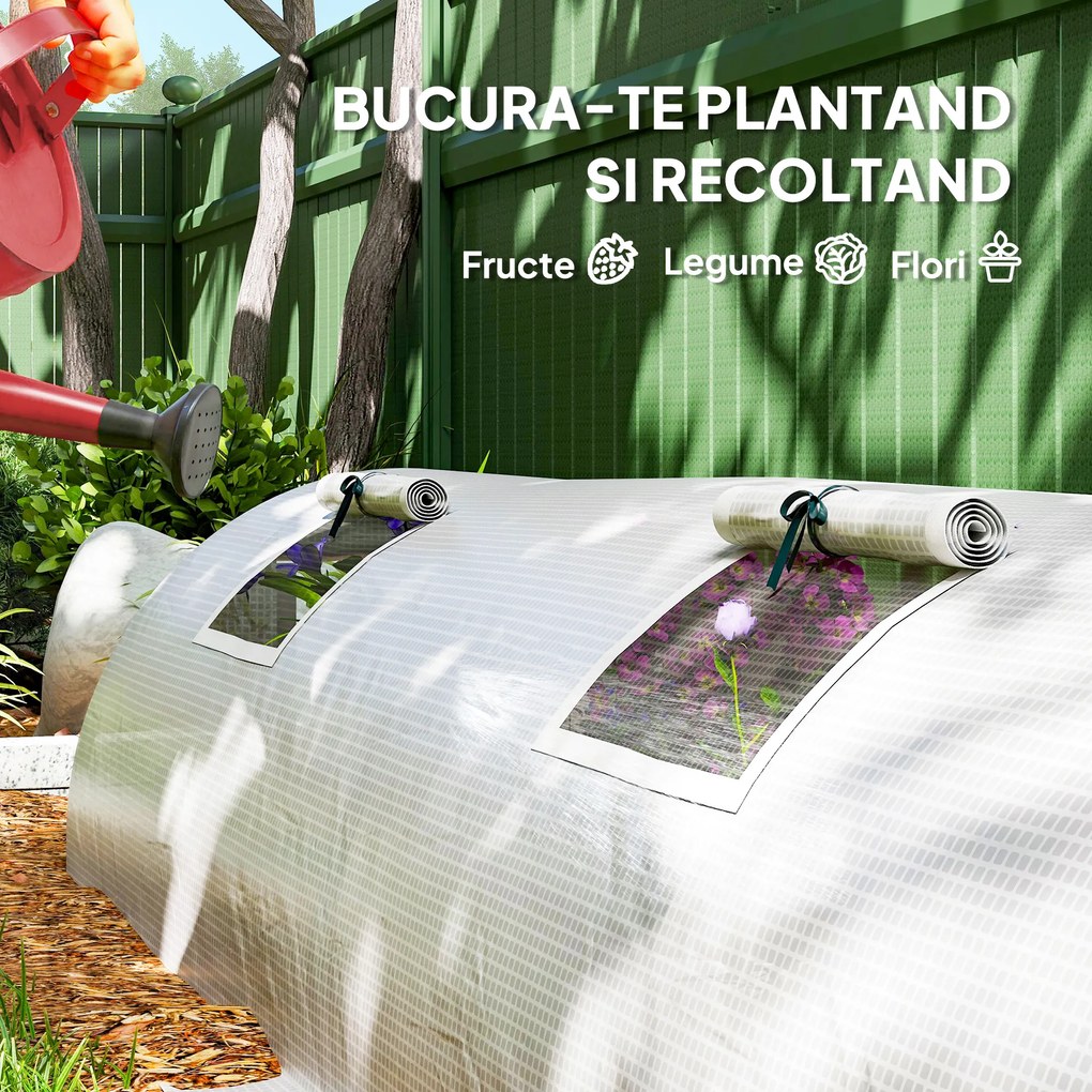 Outsunny Mini Seră Portable Tunel pentru Creșterea Plantelor și Florilor cu Uși Rulabile cu Fermoar, Verde | Aosom Romania