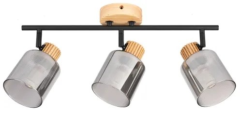 Brilagi - Corp de iluminat tip spot HYGGE, 3x E14, 15W, 230V, lemn/fumuriu