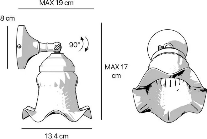 Aplica de perete stil clasic italian din alama si sticla Bell