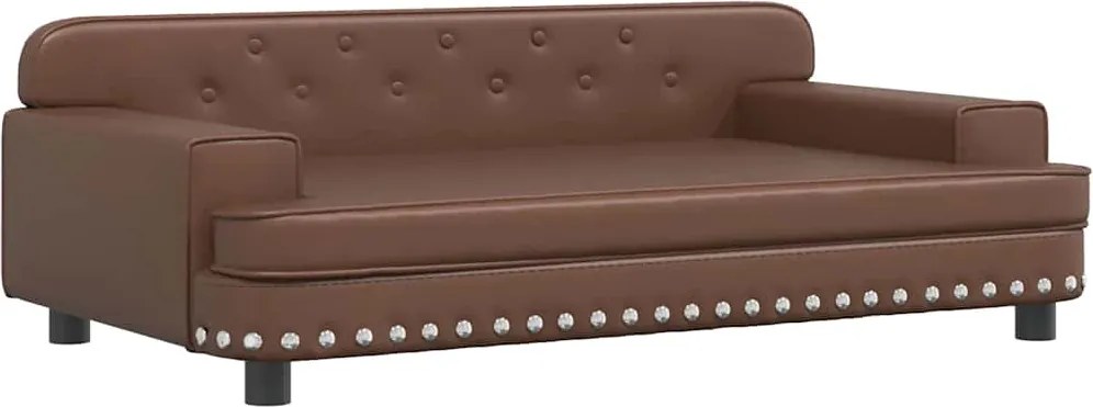 vidaXL Pat de câini, maro, 90x53x30 cm, piele ecologică