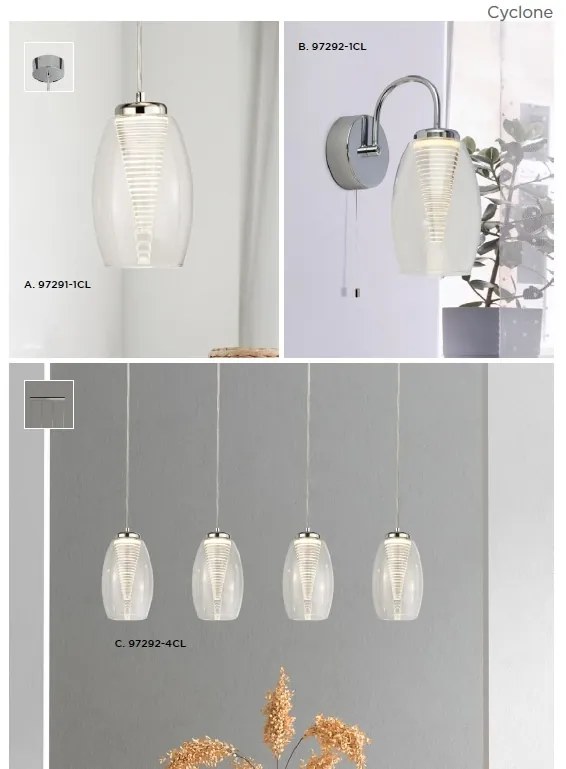Aplica perete LED design modern Cyclone 97292-1CL SRT