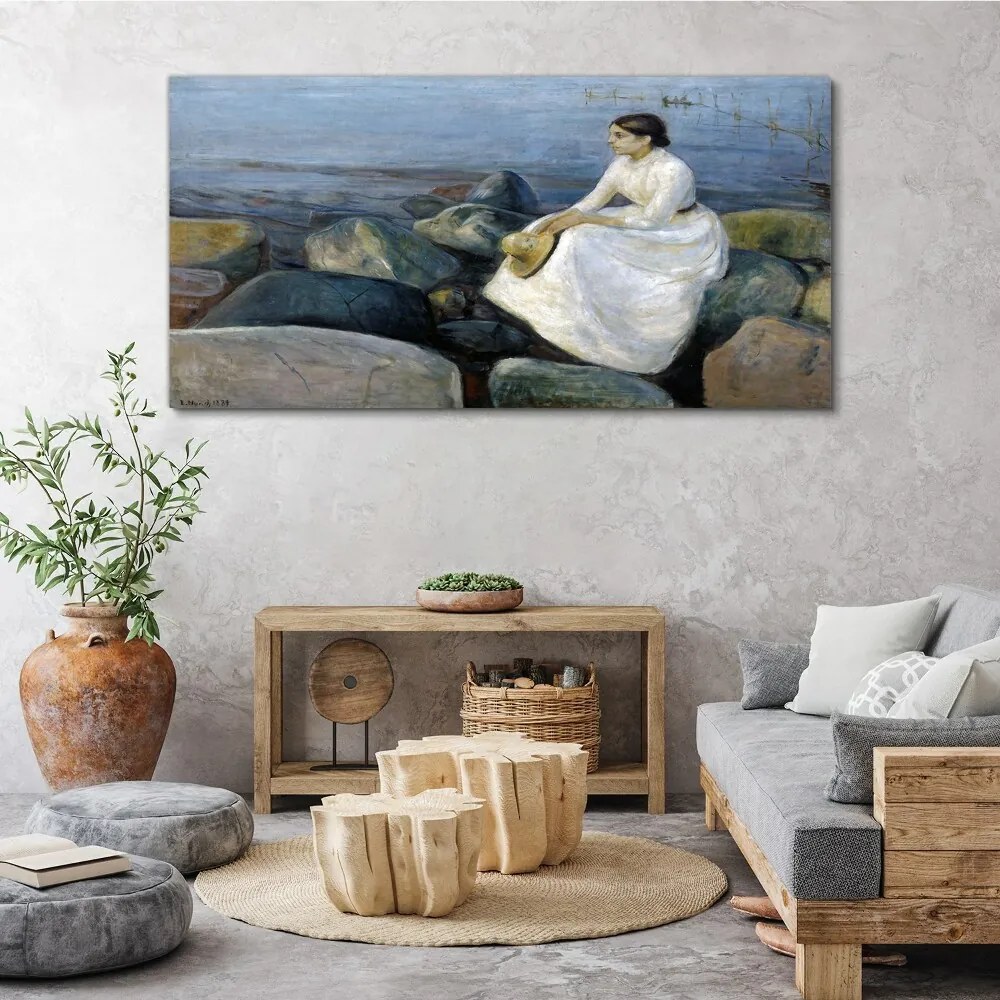 Tablou canvas Plaja de noapte de vară de Edvard Munch