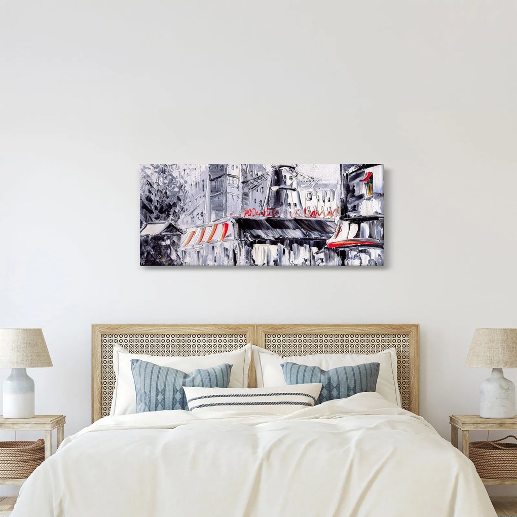 Tablou - Strada din Paris, pictură în ulei (120x50 cm)