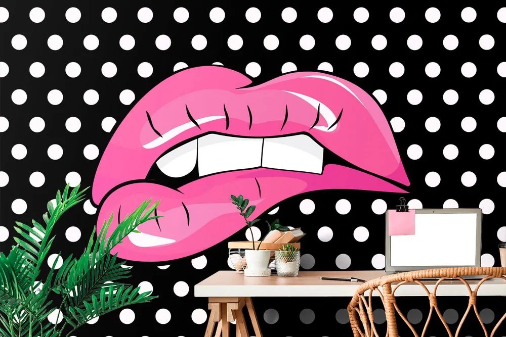 Tapet autoadeziv buze roz pop art