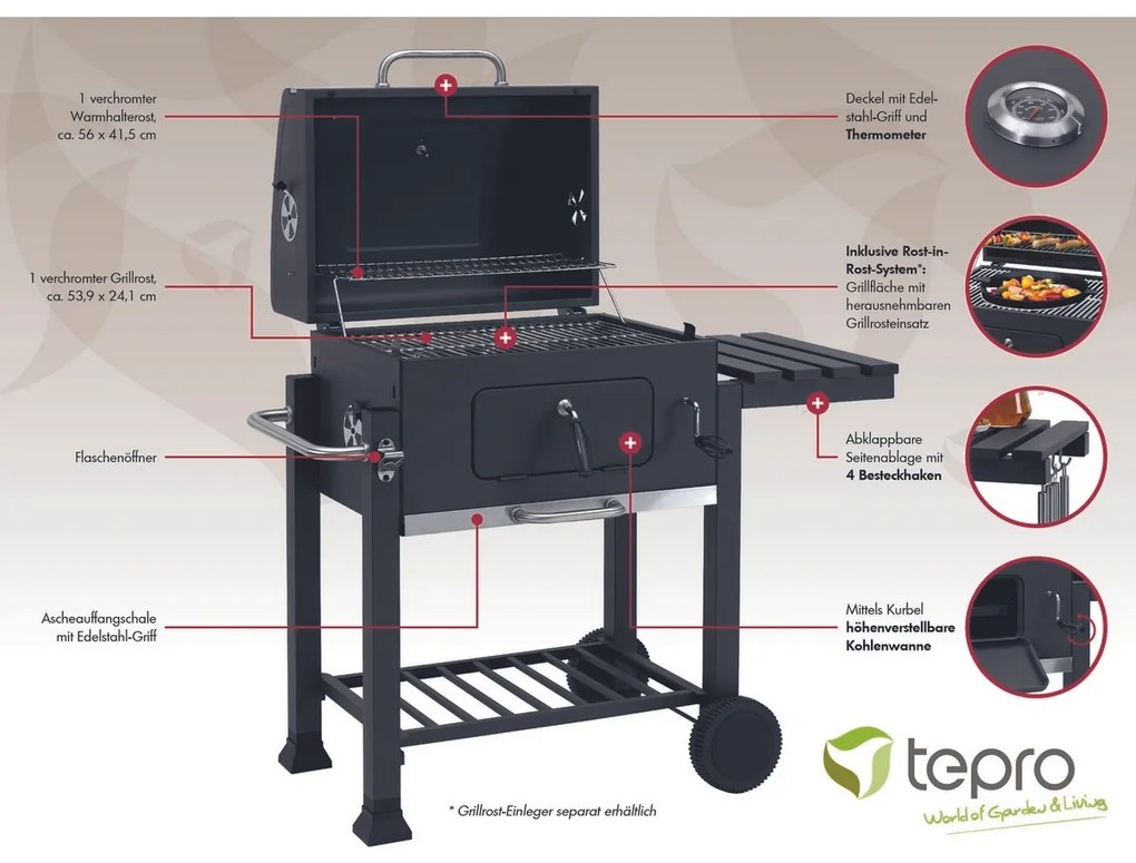 Tepro 1164 Grătar Toronto Click, 115 x 67 x 107 cm