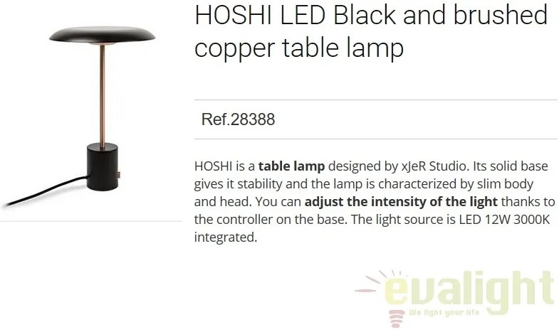 Veioza LED design deosebit HOSHI negru/cupru 28388