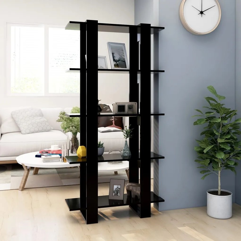 811566 vidaXL Bibliotecă/Separator cameră, negru, 80x30x160 cm, PAL