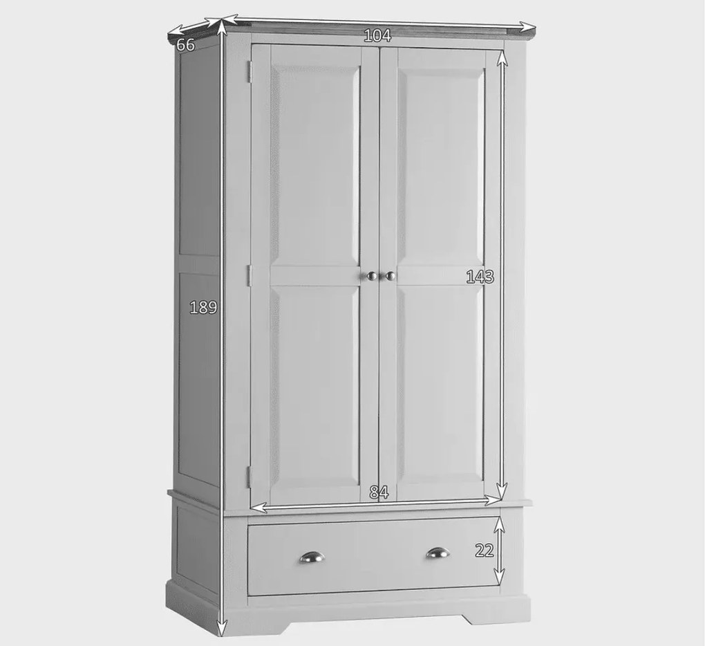 Dulap lemn masiv gri Ives Personalizabil, 104 × 66 × 189 cm