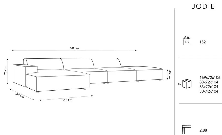 Colțar bej cu tapițerie bouclé (pe partea stângă) Jodie – Micadoni Home