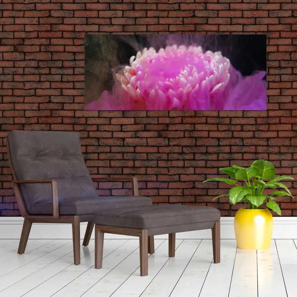 Tablou cu floare în fum roz (120x50 cm)