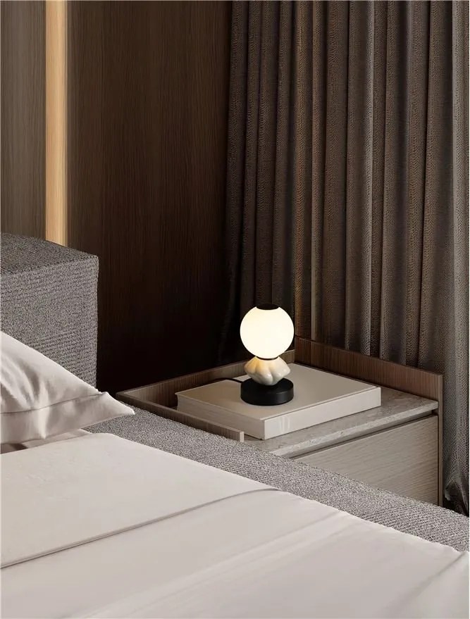 Veioza LED decorativa ceramica gri, alb, PALLINA