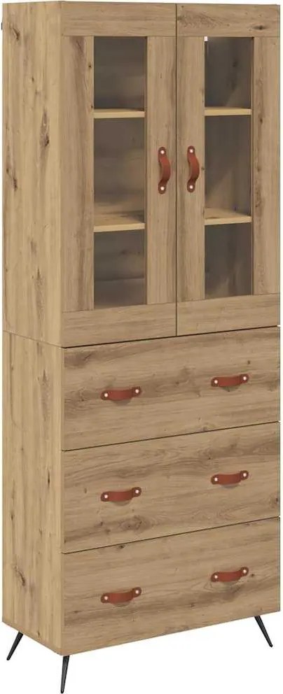 vidaXL Cabinet înalt cu raft 2 pcs Stejar Artizanal Lemn compozit