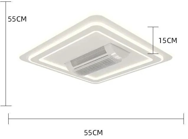 Lustra LED cu ventilator, Design Patrat, 6 Trepte de Viteza