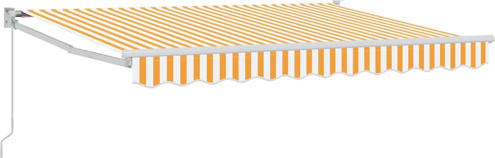 vidaXL Copertină retractabilă manuală Galben și alb 3,5 x 2 m