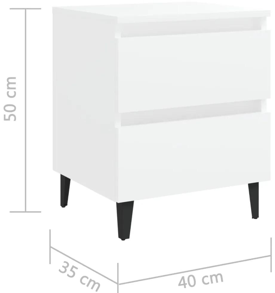 Noptiere, 2 buc., alb, 40x35x50 cm, PAL 2, Alb