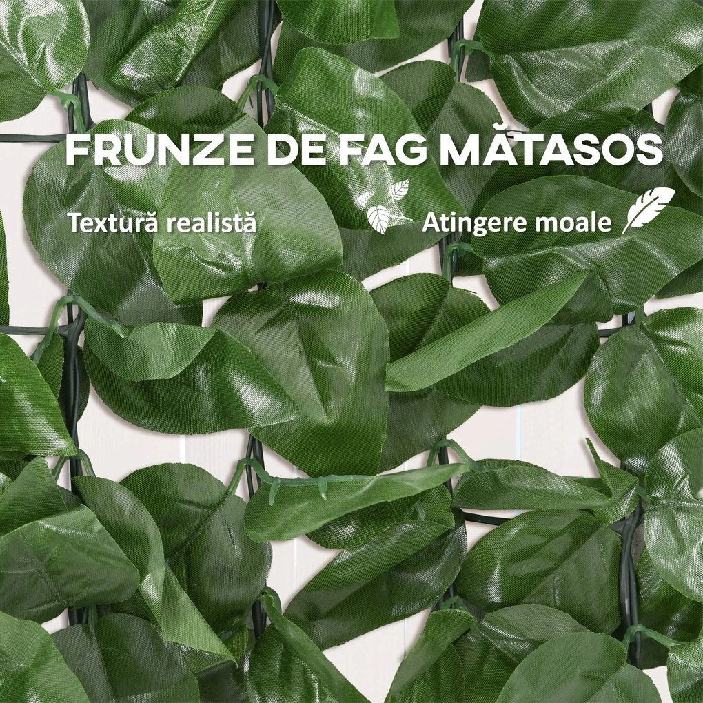 Outsunny Gard Viu Artificial din Fag pentru Balcon și Grădină, PE, 300x100 cm, Verde Închis | Aosom Romania