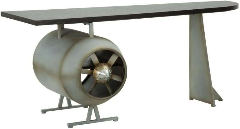 Birou Aviator, 71x181x70.5 cm, metal/ mdf/ pu, negru/ gri