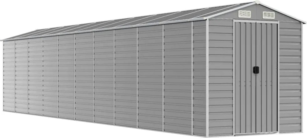 vidaXL Șopron de grădină gri deschis 191x895x198 cm, oțel galvanizat