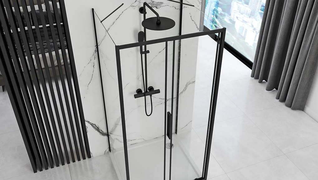 Cabina de dus Rapid Slide Negru 140x100cm, Rea