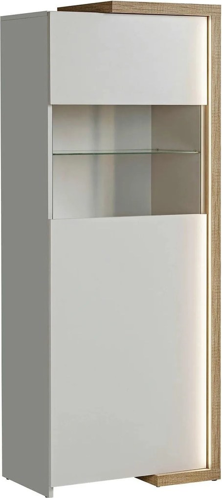 Vitrina DASAR, grej/stejar, PAL laminat/sticla, 64x40x163 cm