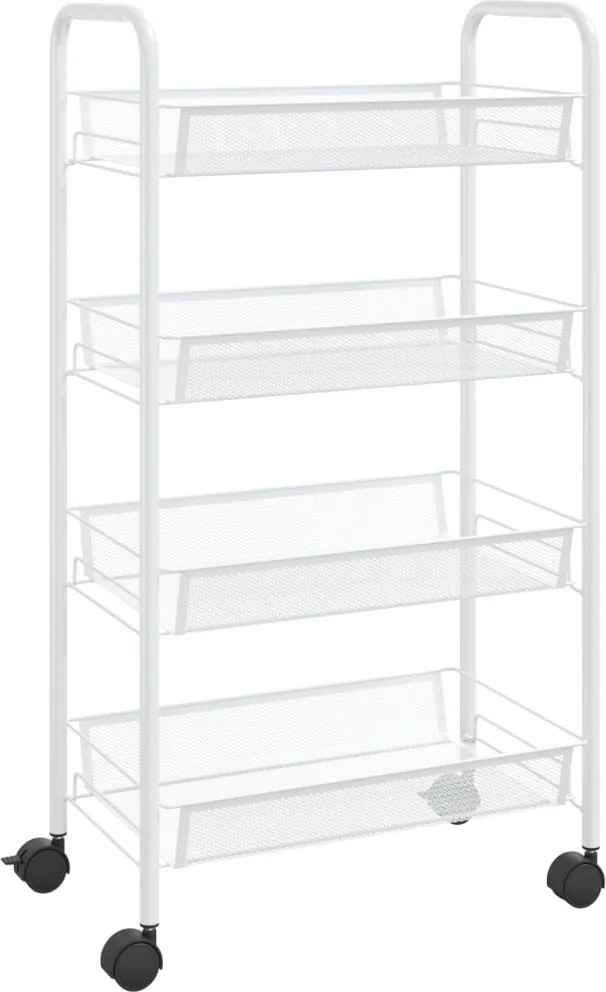 vidaXL Cărucior de bucătărie, 4 niveluri, alb, 46x26x85 cm, fier