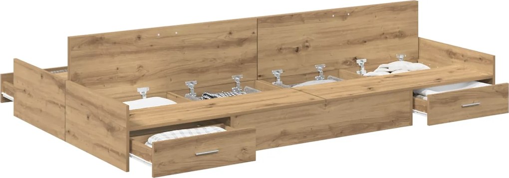 vidaXL Cadru de pat cu depozitare Stejar Artizanal 120 x 200 cm
