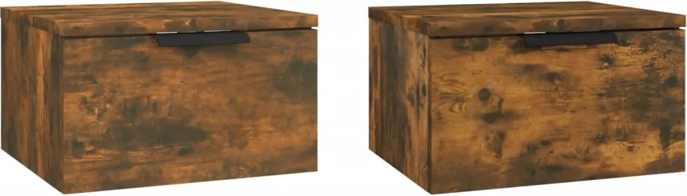 vidaXL Noptiere de perete, 2 buc., stejar fumuriu, 34x30x20 cm