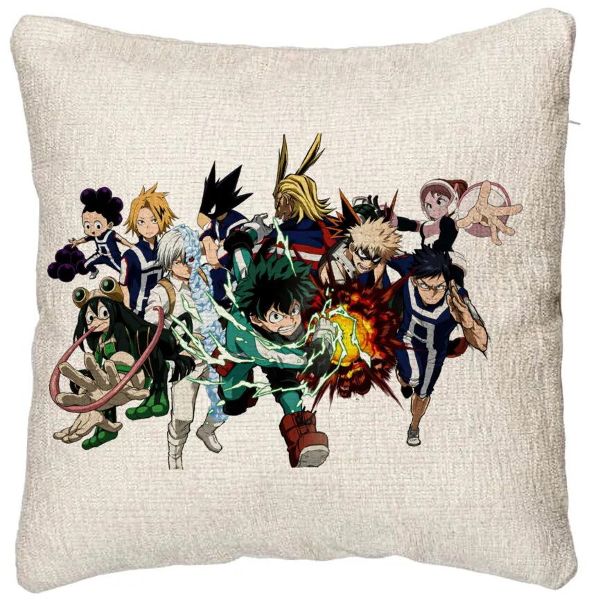 Perna Decorativa Canapea cu My Hero Academia Characters, 40x40 cm, Cu fermoar