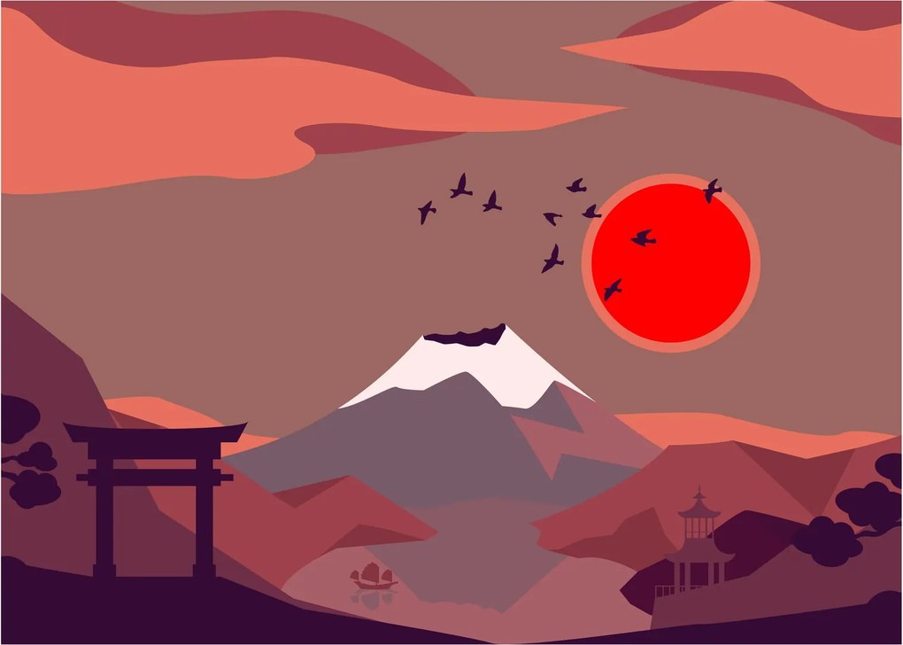 Tablou - Ilustrație a Muntelui Fuji (70x50 cm)