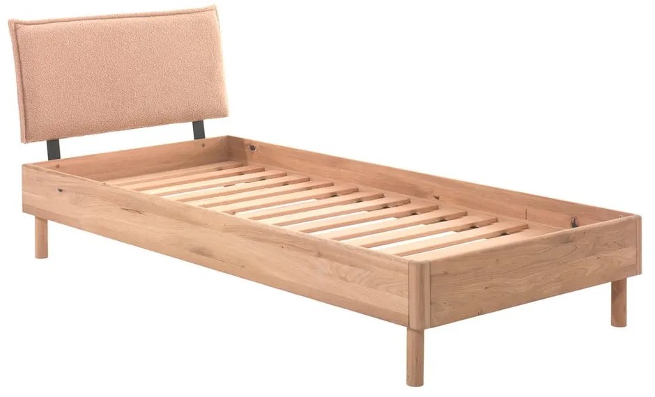 Pat în culoare naturală din lemn de stejar cu somieră 90x200 cm Forrest – Vipack