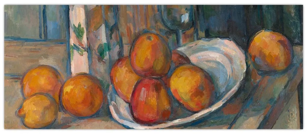 Tablou - Paul Cézanne, Still Life with Milk Jug and Fruit, reproducere (120x50 cm)