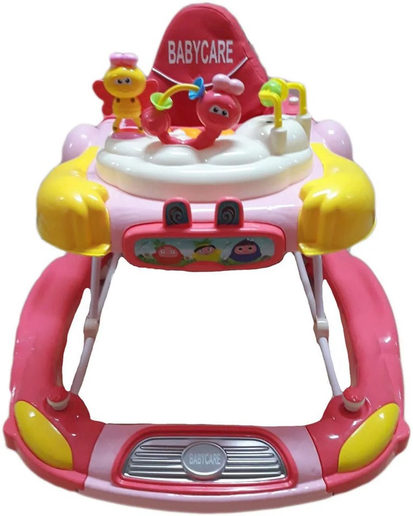 Premergator cu sistem de balansare Baby Care™ Bunny, cu sistem de balansare, 8 Roti ,Pliabil, Cu Melodii, Roz