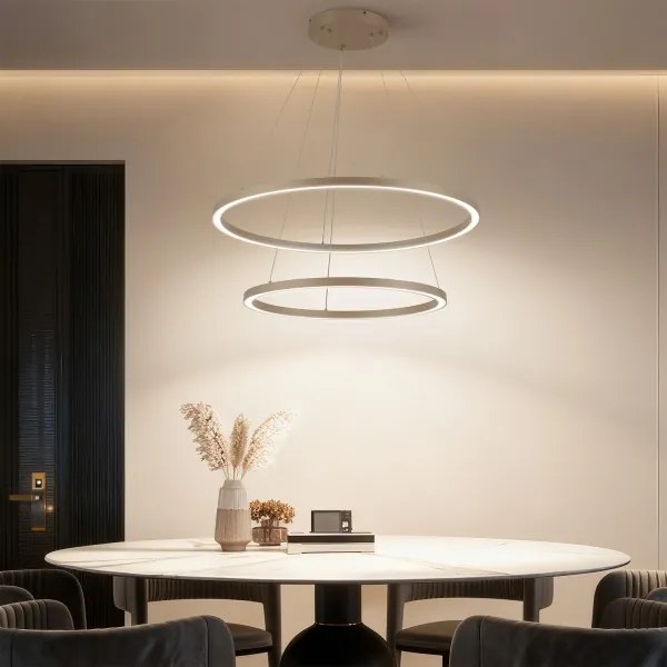 Brilagi - lustru pe cablu LED dimabil PORTOFINO LED/98W/230V Ø 80 cm bej + telecomandă