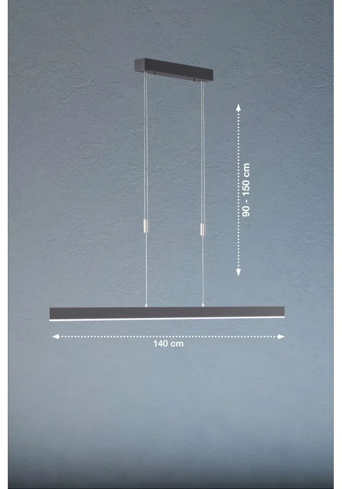 Lustră neagră LED cu intensitate reglabilă Straight – Fischer &amp; Honsel