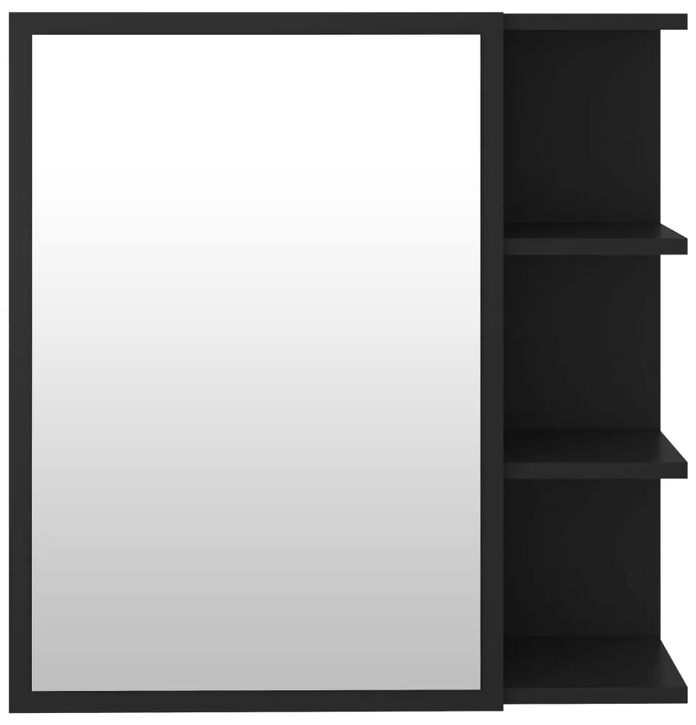 Dulap de baie cu oglinda, negru, 62,5 x 20,5 x 64 cm, PAL Negru