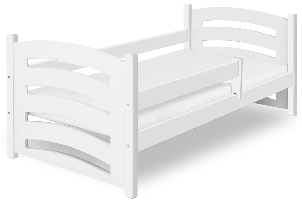 Pat pentru copii MELA 80 x 160 cm, alb Saltele: Matrace EASYSOFT 10 cm, Somiera pat: Fara somiera