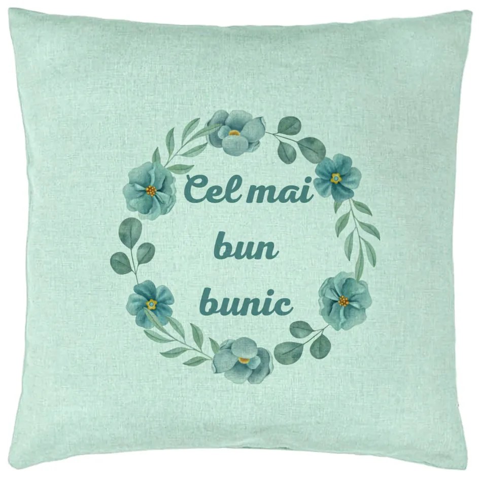 Perna Decorativa pentru Bunicul 4, 40x40 cm, Verde Menta, Husa Detasabila, Burduf