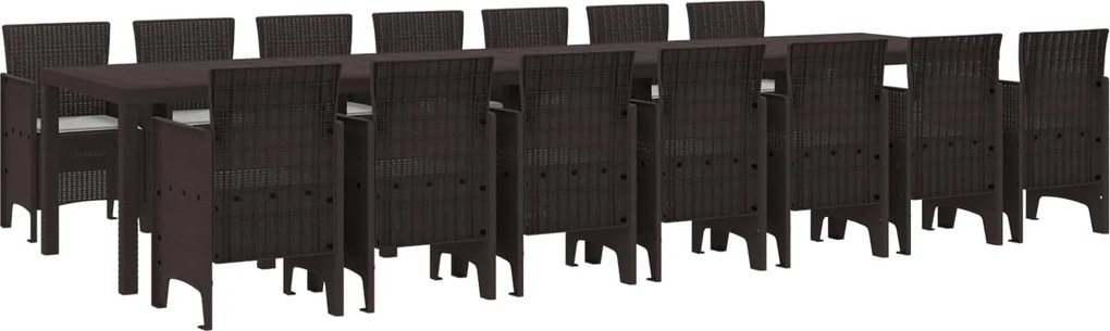 vidaXL Set de masă de grădină cu perne cu pernă 15 pcs Maro PP