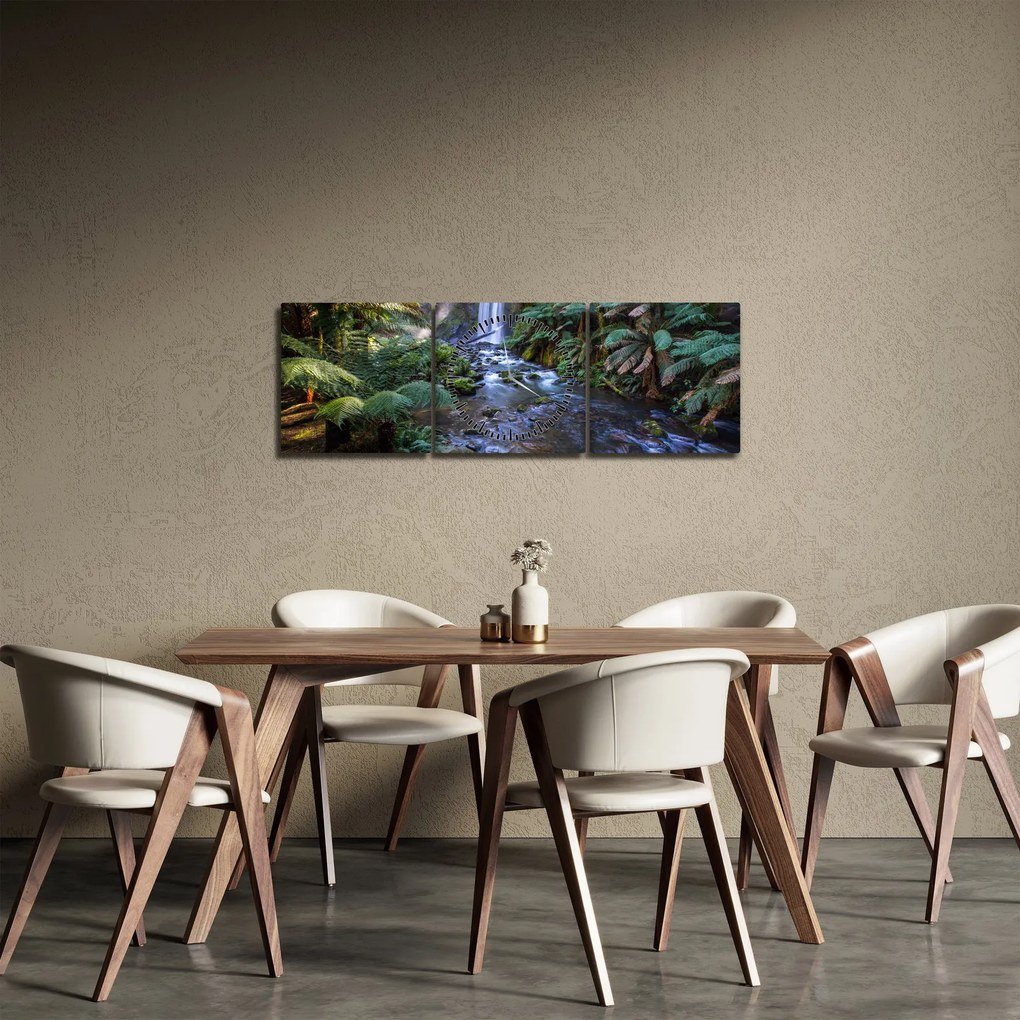 Tablou cu pădurea ploilor din Austalia (cu ceas) (90x30 cm)