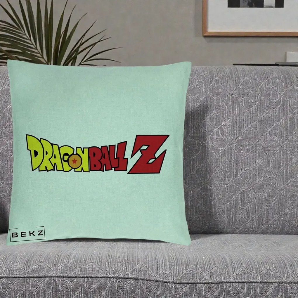 Perna Personalizata Dragon Ball Z Clasic, 40x40 cm, Verde Menta, Husa Detasabila, Perna Inclusa, BEKZ®