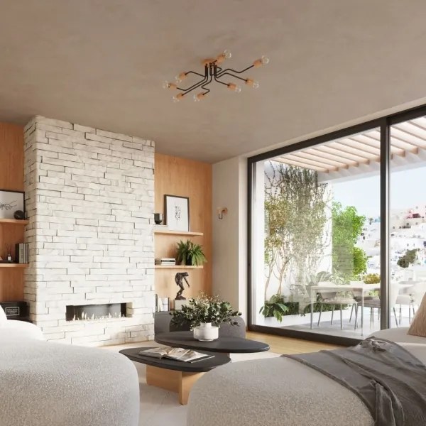 Lustră aplicată Sollux SL.1671 TIMBO 8xE27/15W/230V negru/bej/fag